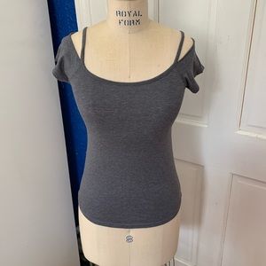 delia’s Gray Open Shoulder Tee